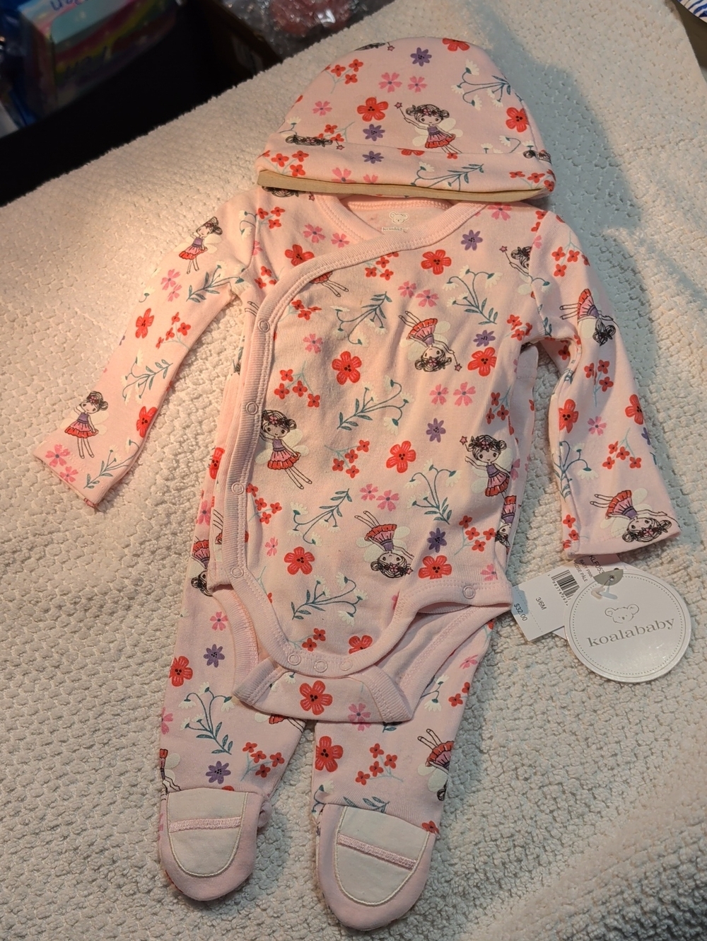 Koala Kids Pale Pink Floral & Fairy 3 Piece